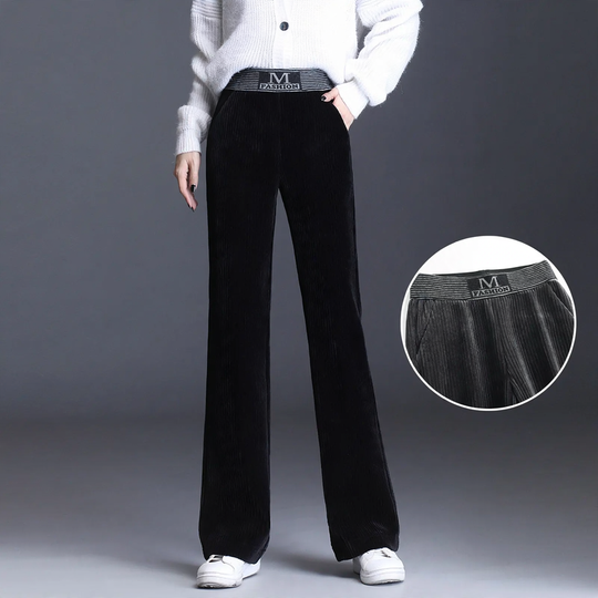 Damen-Cordhose mit weitem Bein und hohem Bund