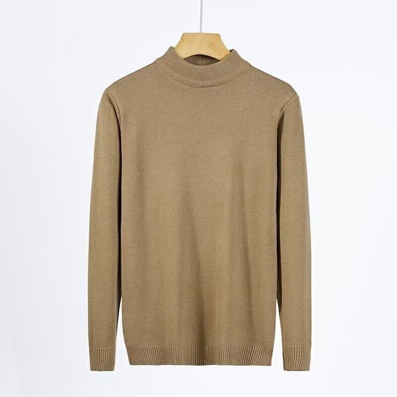 Herren-Pullover mit Stehkragen, einfarbig