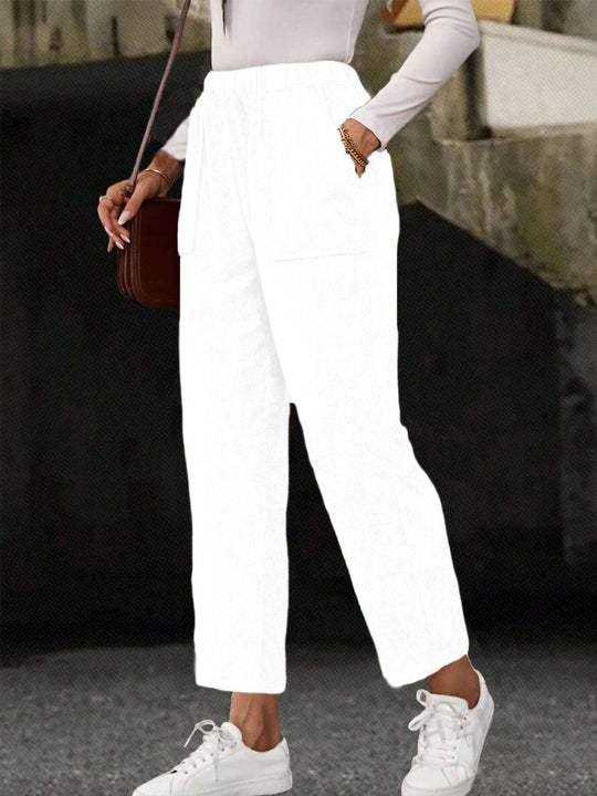 Damen-Cordhose, gerade geschnitten, mit Taschen