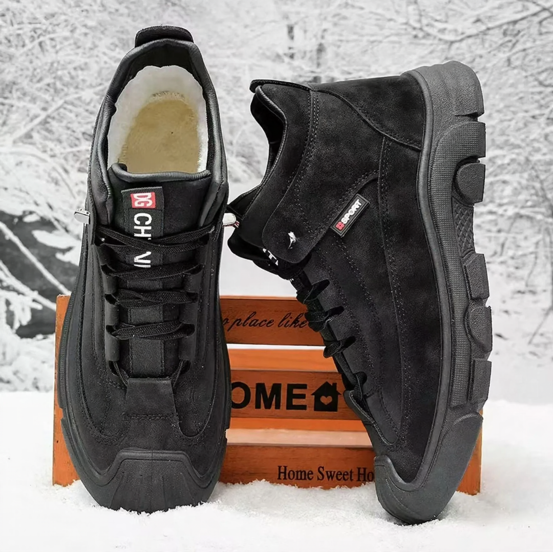 Gefütterte Herren-Stiefel, Kunstleder, rutschfest, Winter