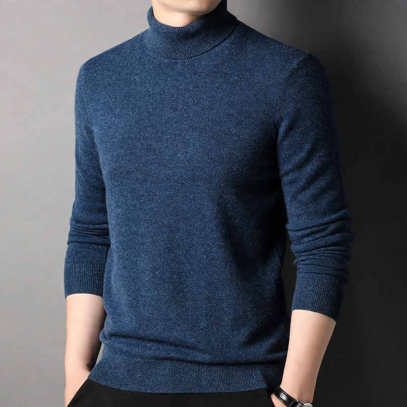 Herren-Wollpullover, Rollkragen, klassisches Design