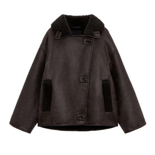 Vintage-Wendejacke mit Lammfleece-Optik