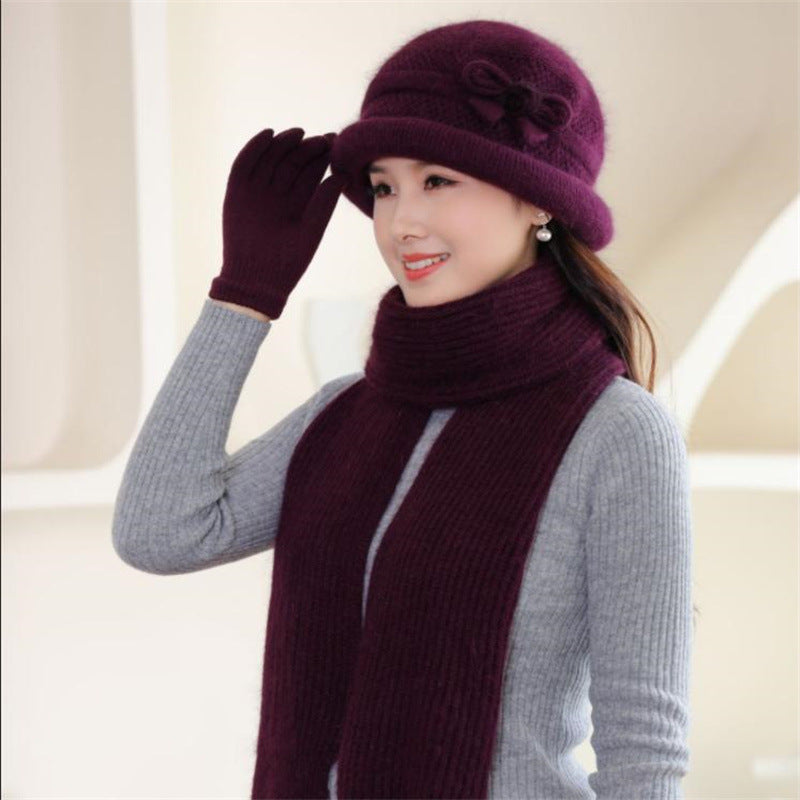Strickmütze mit Schal und Handschuhen, Damen, Winter
