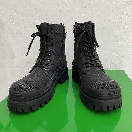 Gefütterte Herren-Canvas-Stiefel im Vintage-Look
