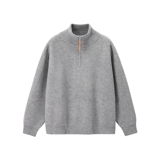 Herren-Strickpullover mit halbem Reißverschluss
