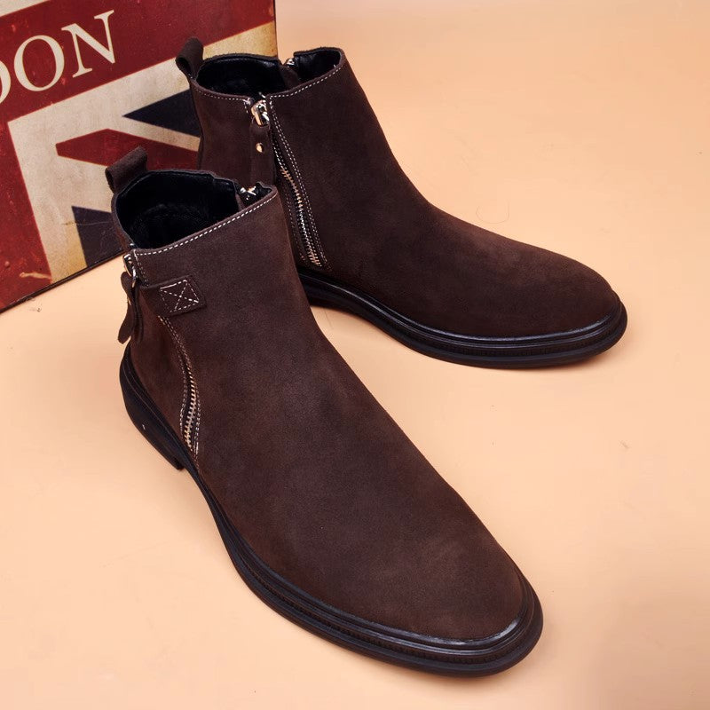 Herren-Lederstiefel, gefüttert, im britischen Stil