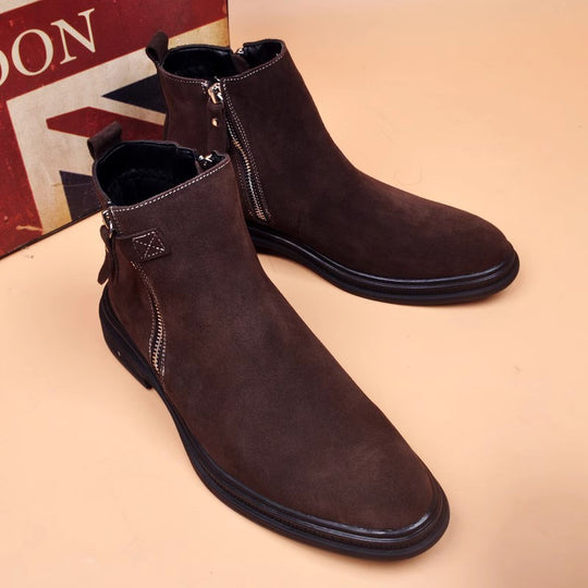 Herren-Lederstiefel, gefüttert, im britischen Stil