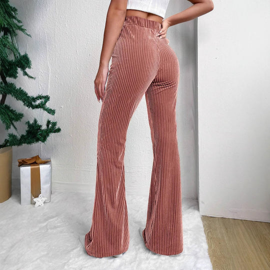 Damen-Cordhose mit hohem Bund und ausgestelltem Bein
