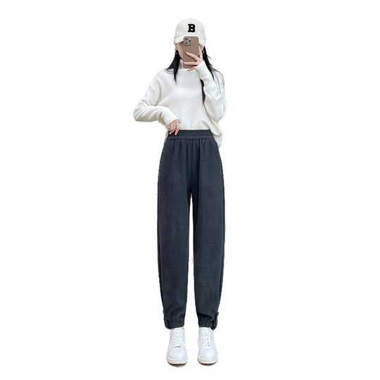 Damen-Freizeithose aus Chenille mit Bündchen
