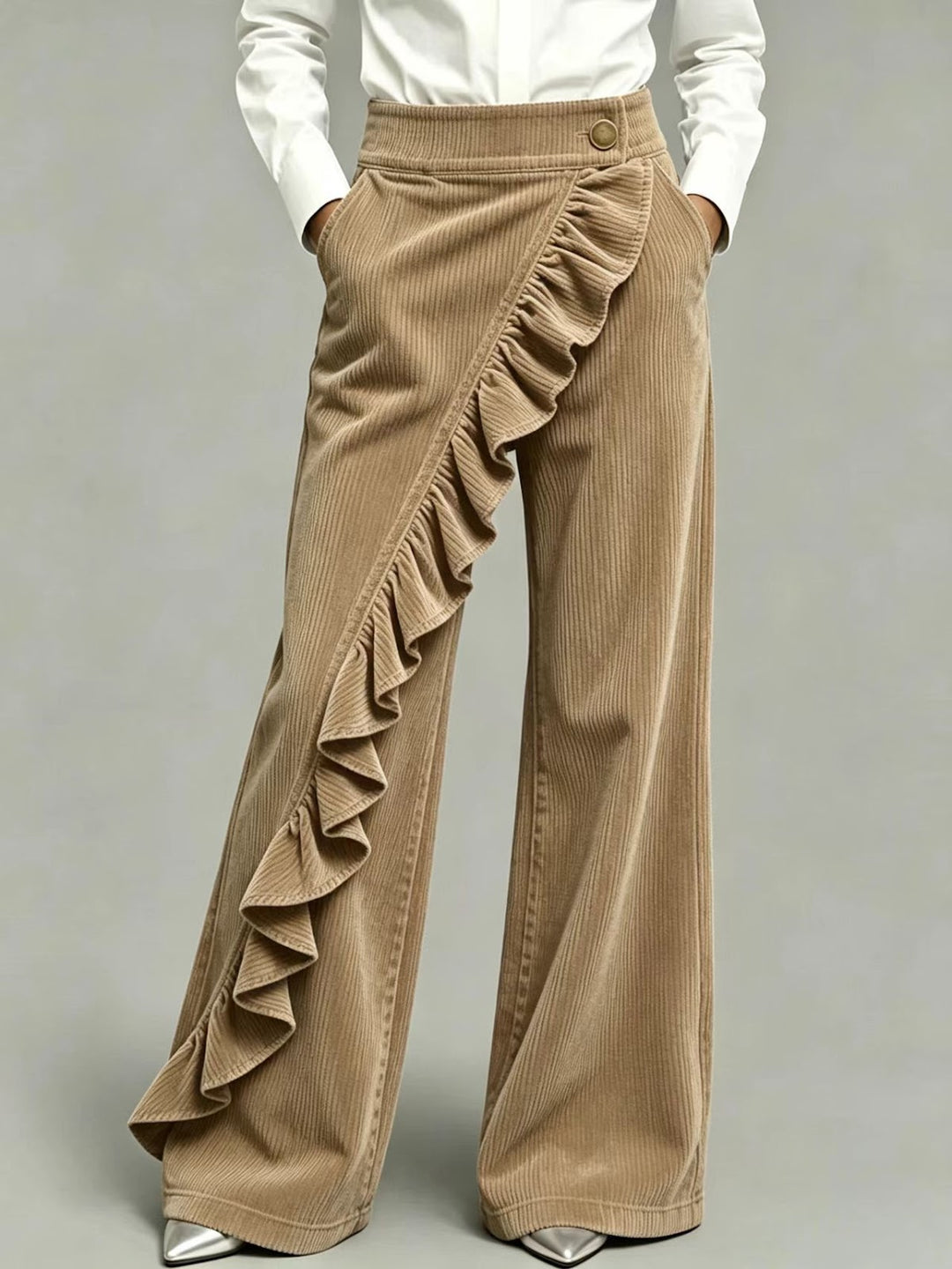 Damen-Cordhose mit Schlag und hohem Bund