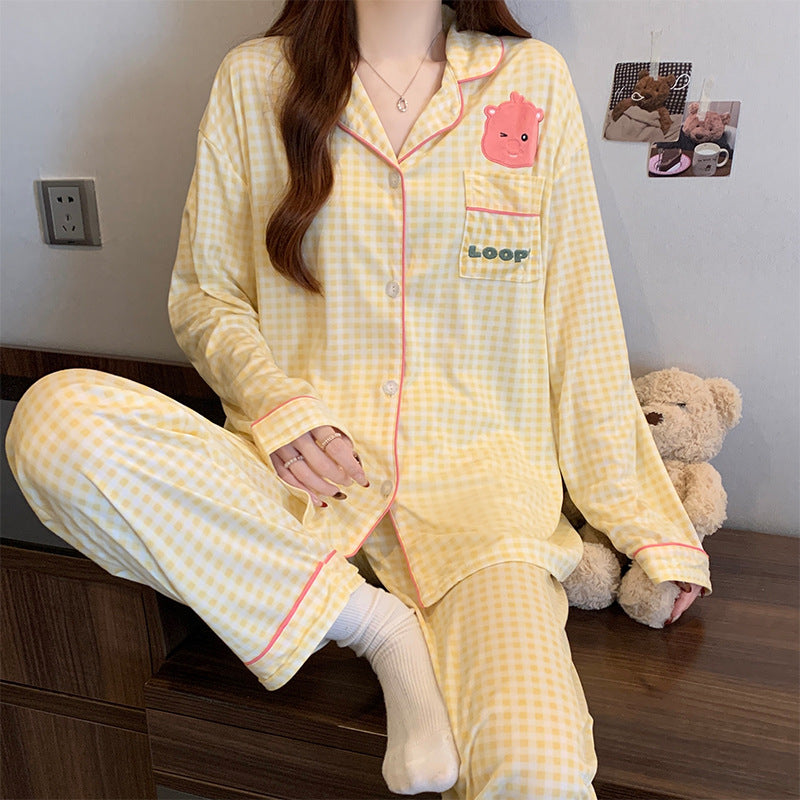 Damen-Pyjama-Set, langärmelig, mit Sternenmuster