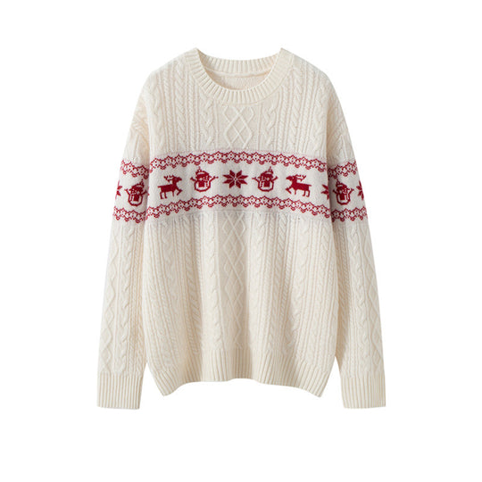 Weihnachtspullover mit Rentier-Muster