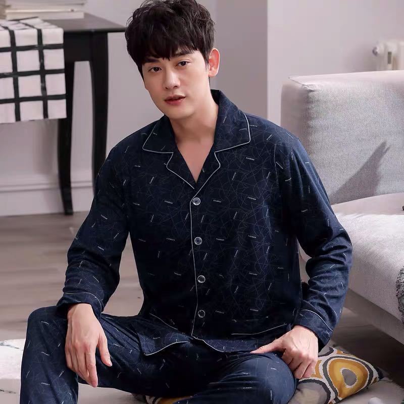 Herren-Pyjama-Set aus 100% Baumwolle, langärmelig