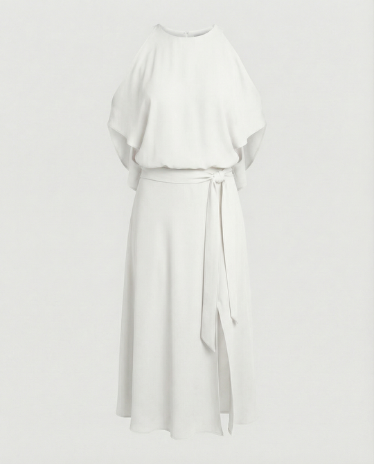 Elegantes Kleid mit modischen Schulterausschnitten.