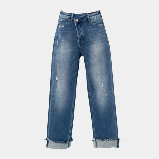 lässige gewaschene blaue Denim gerade lange Hose - Arvani
