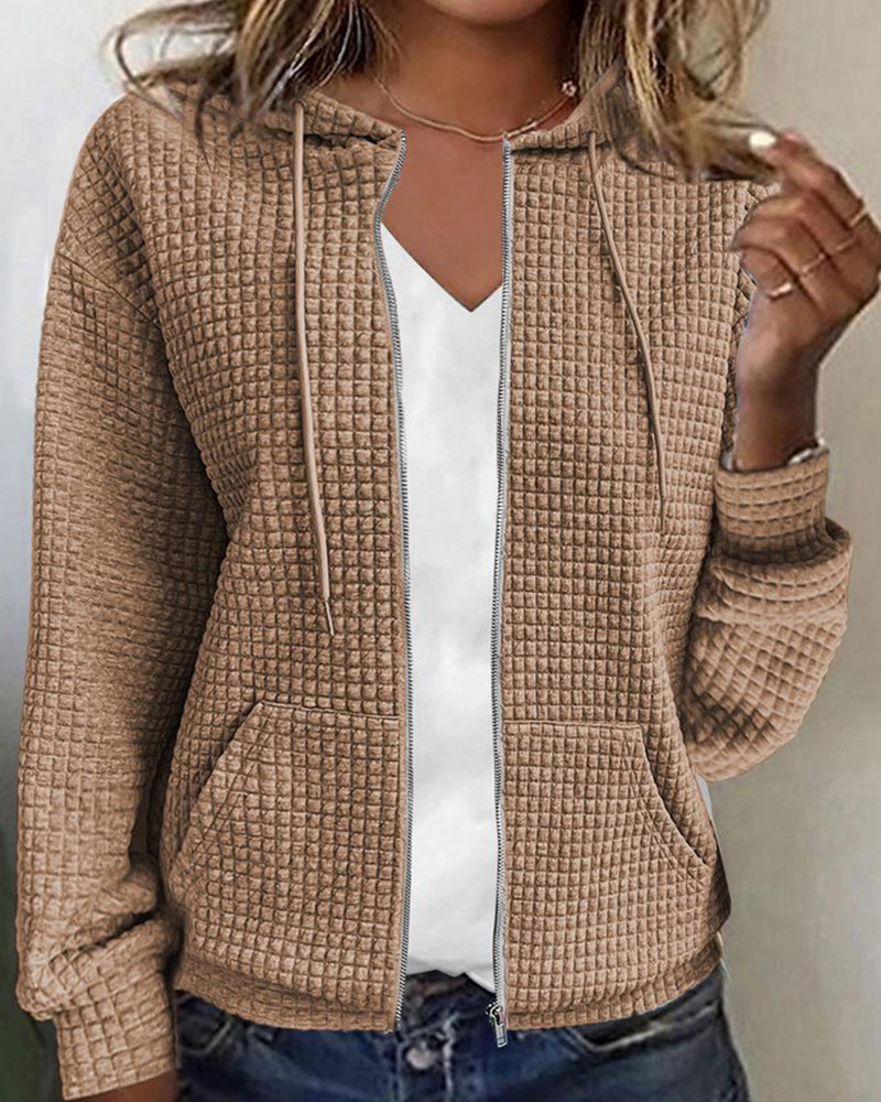 Damen-Cardigan mit Kapuze und Reißverschluss