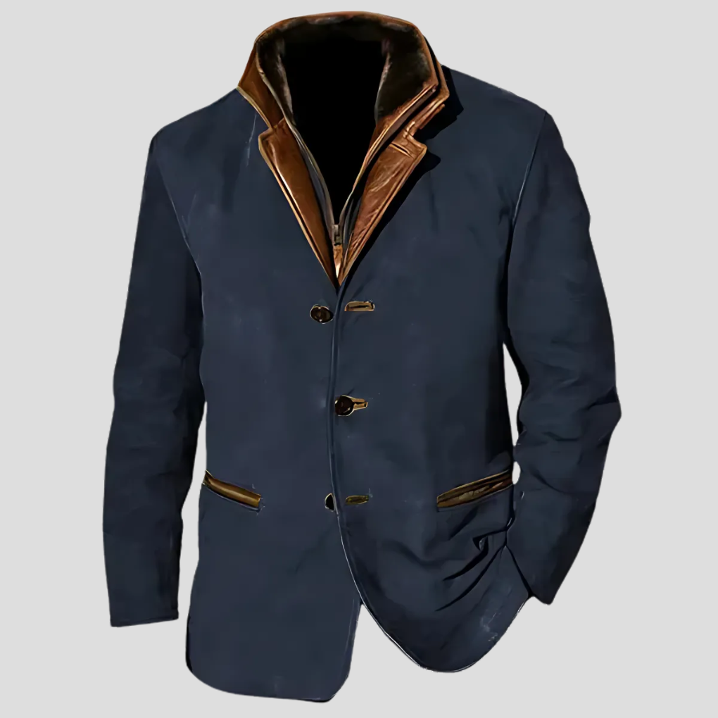 Retro Kontrastkragenjacke für Herren