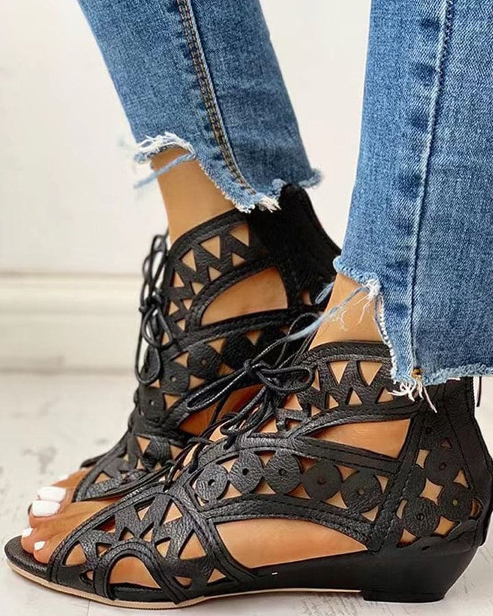 Flache Sandalen Im Ethnischen Stil mit Aussparung