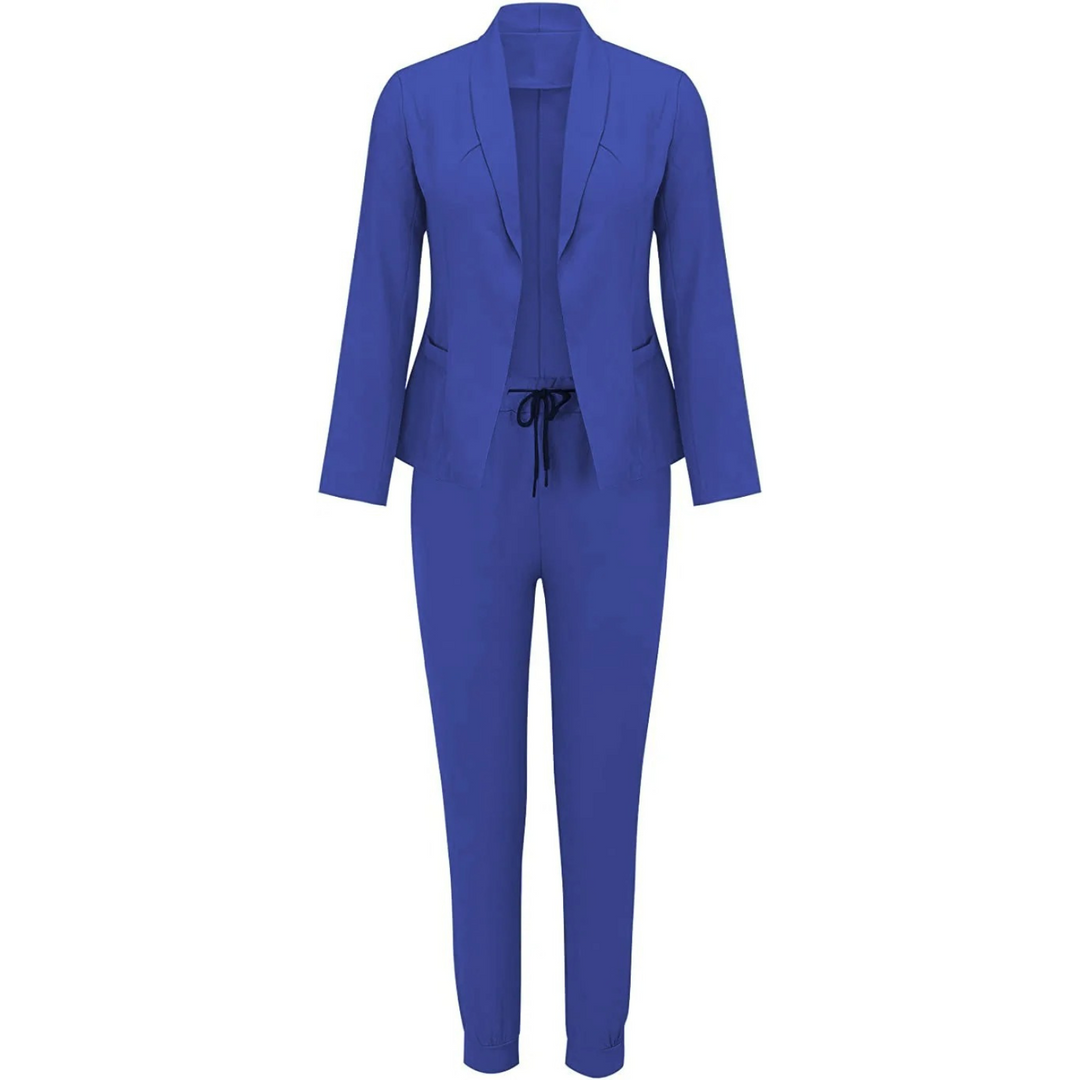 Slim-Fit Blazer und Hose Set in einfarbiger Farbe