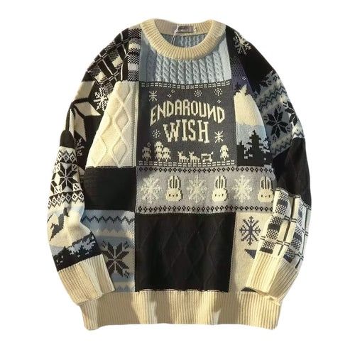 Herren-Strickpullover mit Kontrastmuster
