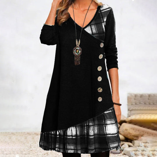 Langärmeliges kariertes Kleid - Vittorelli