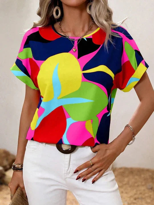Kurzarmbedruckte Bluse