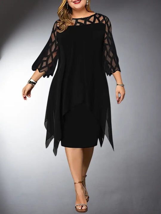 Elegantes Plus Size Spitzen-Midi-Kleid