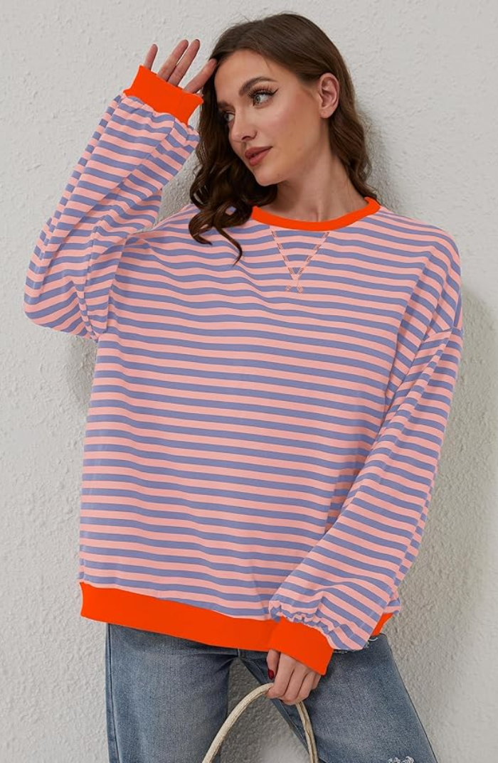 Nord Taschen | Oversized Gestreiftes Damen Sweatshirt