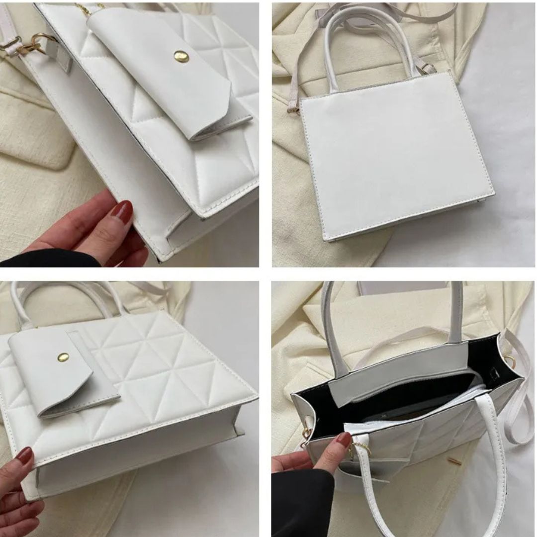 Nord Taschen | Handtasche mit Quadratprägung - Stilvolle Umhängetasche mit praktischer Kartenhülle