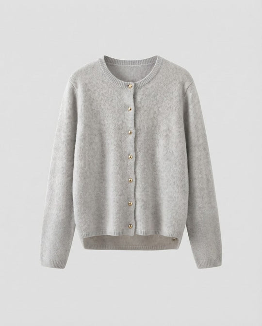 Damen Feiner Wollmix‑Knopfcardigan mit dekorativen goldfarbenen Druckknöpfen Nord Taschen