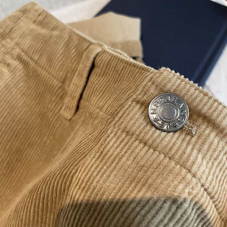 Damen-Cordhose mit vertikalen Streifen und geradem Bein