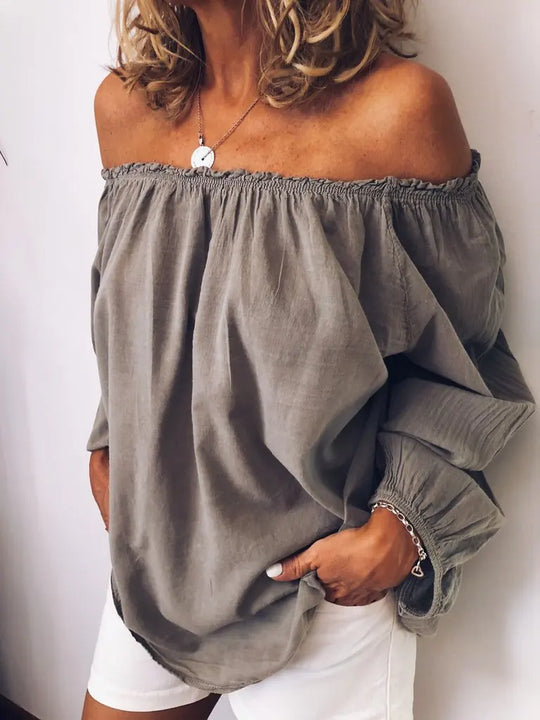 Off Shoulder Bluse mit Eleganten Ballonärmeln