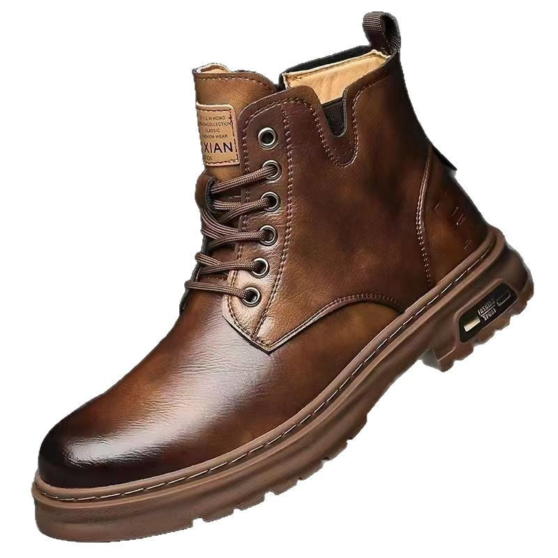 Herren-Stiefel, leicht, Vintage-Stil, Schnürstiefel