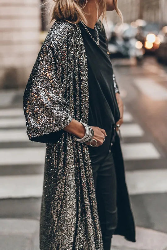 Glamour Kimono aus Pailletten mit Schlüsselloch - Arvani