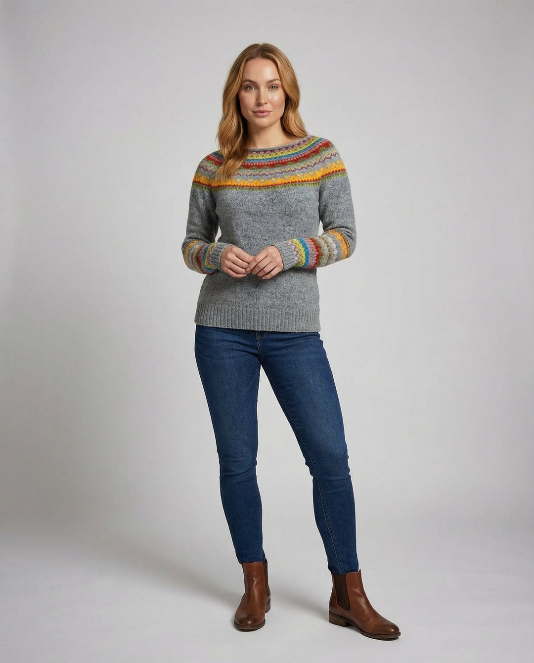 Retro Print Langarmpullover