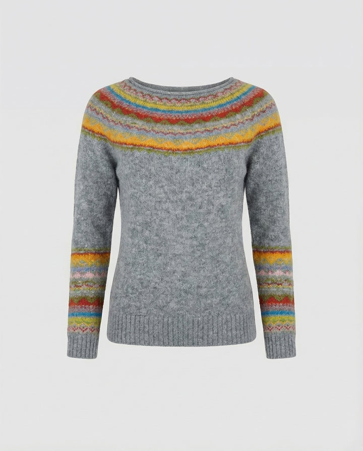 Retro Print Langarmpullover