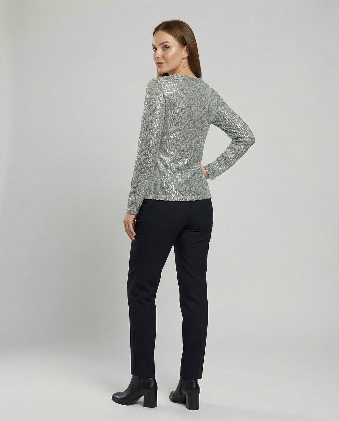 Glänzender V Ausschnitt Pullover