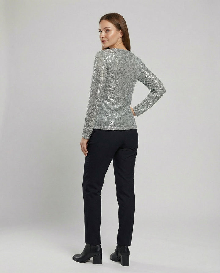 Glänzender V Ausschnitt Pullover