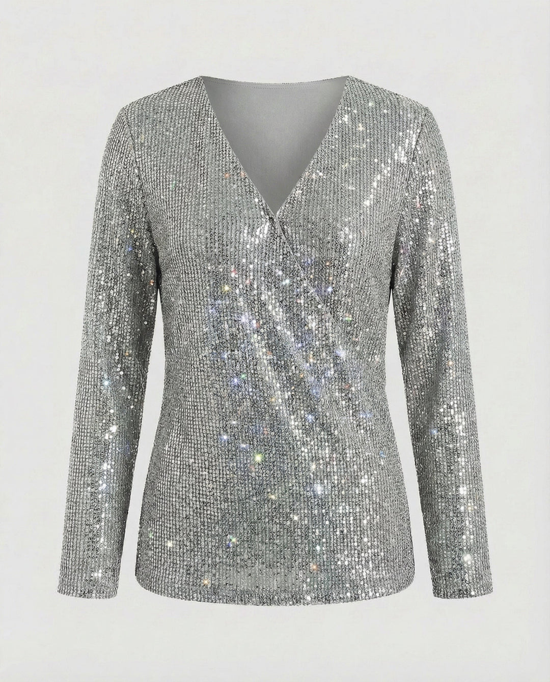 Glänzender V Ausschnitt Pullover