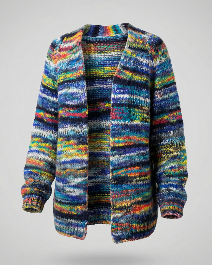 Bunte Gestreifte Damenstrickjacke