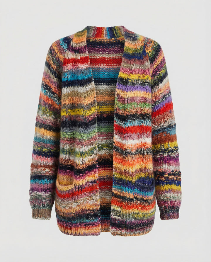 Bunte Gestreifte Damenstrickjacke