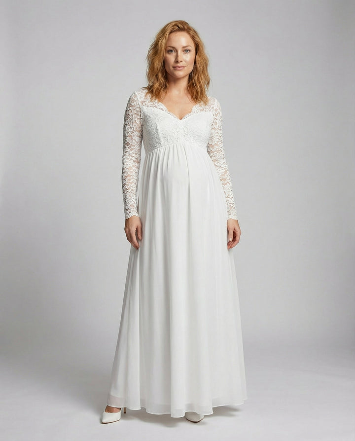 Elegantes Spitzen-Maxikleid für Schwangere