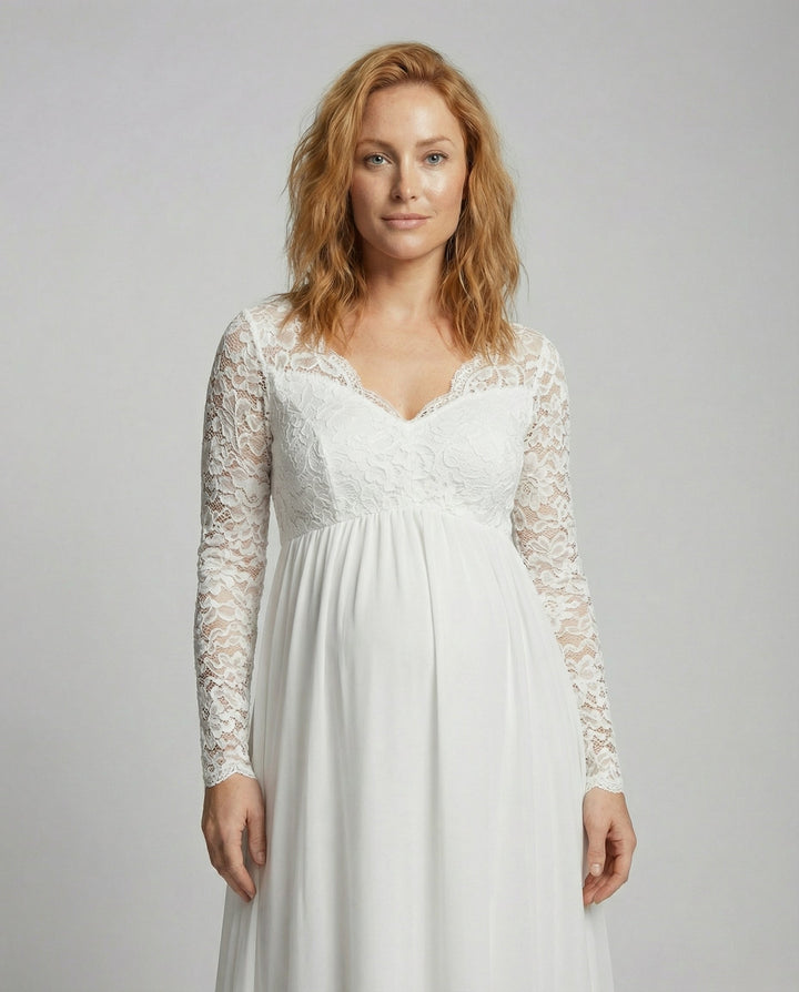 Elegantes Spitzen-Maxikleid für Schwangere