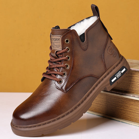 Herren-Winterstiefel, Leder, gefüttert, rutschfest, 6627