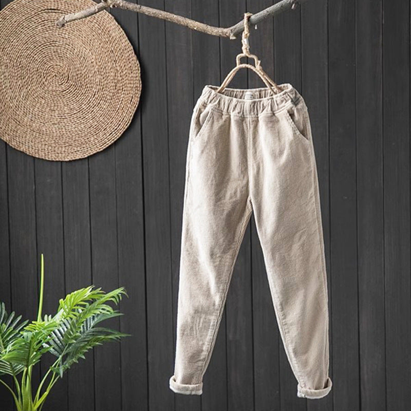 Gefütterte Cord-Haremshose im Vintage-Stil für Damen
