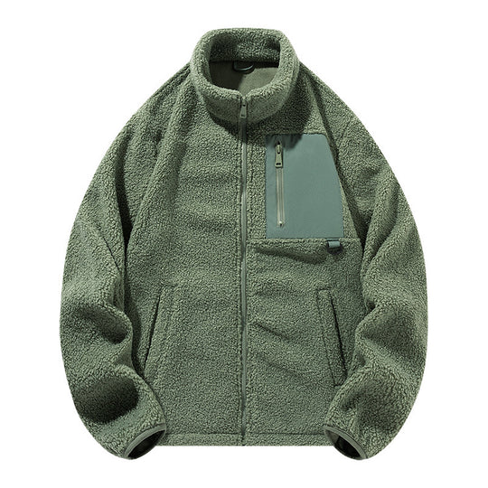 Unisex-Fleecejacke mit Stehkragen und Taschen