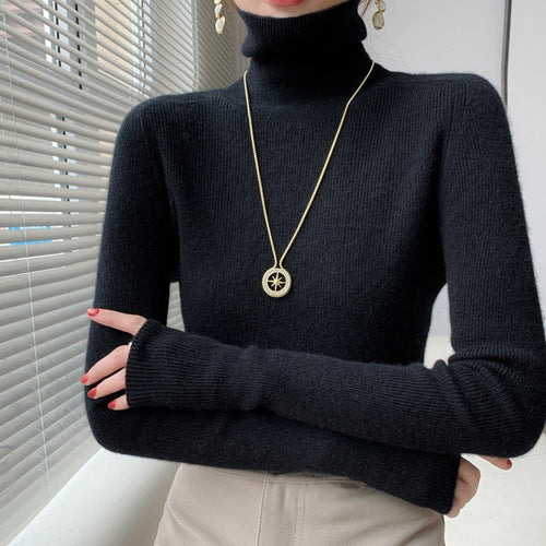 Damen-Strickpullover mit Stehkragen, warm und vielseitig