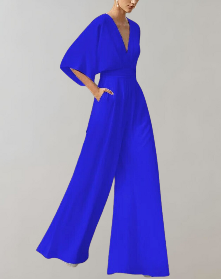 Nord Taschen Damen Jumpsuit mit V-Ausschnitt und weitem Bein