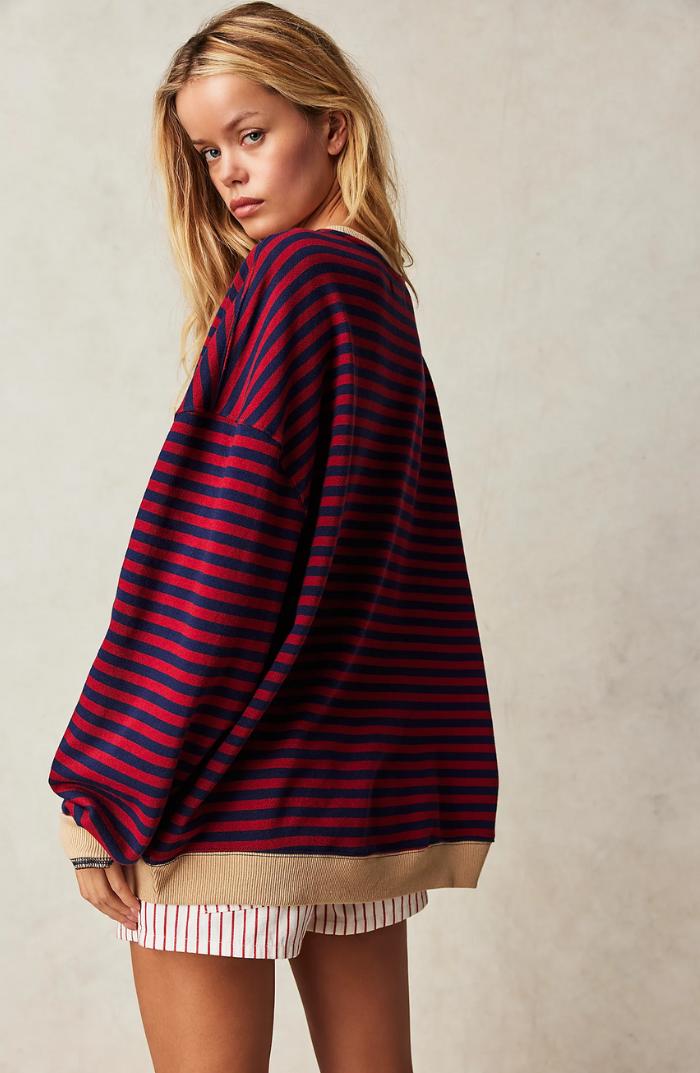 Nord Taschen | Oversized Gestreiftes Damen Sweatshirt