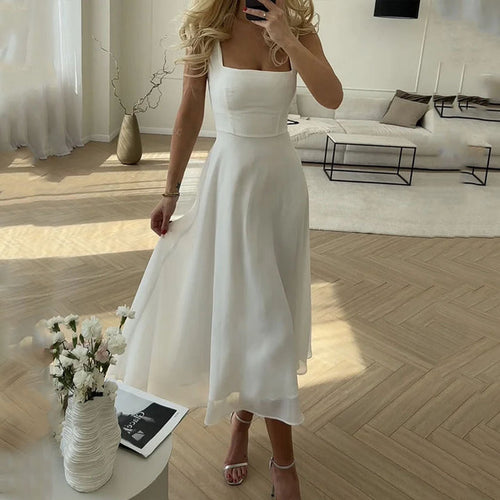 Elegantes Ärmelloses Einfarbiges Kleid für Damen Stilvoll & Schick